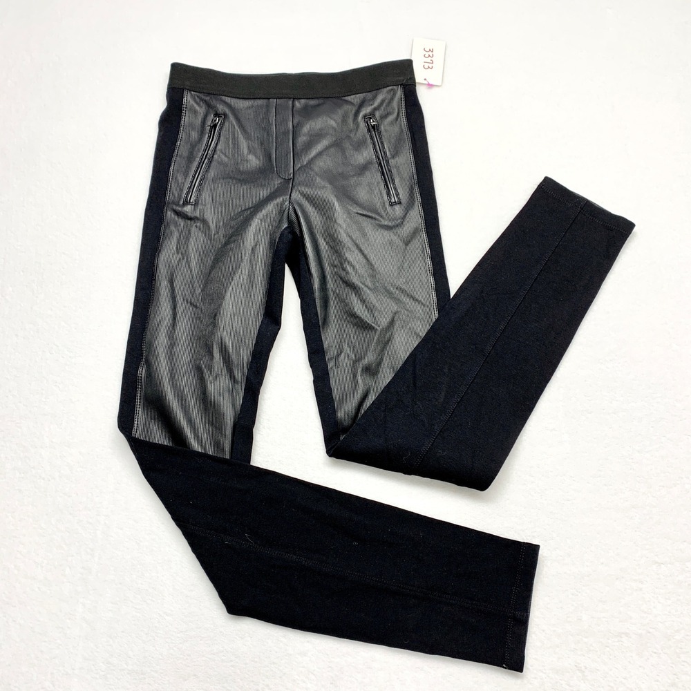 BCBGMAXAZRIA Sissy Leggings Womens Size S Black Faux Leather Moto Ponte DUJ2F573